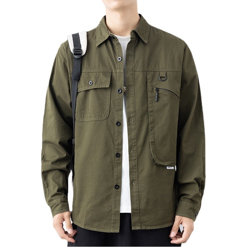 外国貿易長袖シャツ男2022秋の工装ファッションカジュアルなシャツコート男綿シャツ男