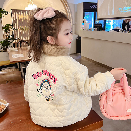 Girls Autumn and Winter Jackets  Western Style Baby Girl Padded Tops Girls Winter Clothes Cotton Clothes Children's Baseball Uniforms