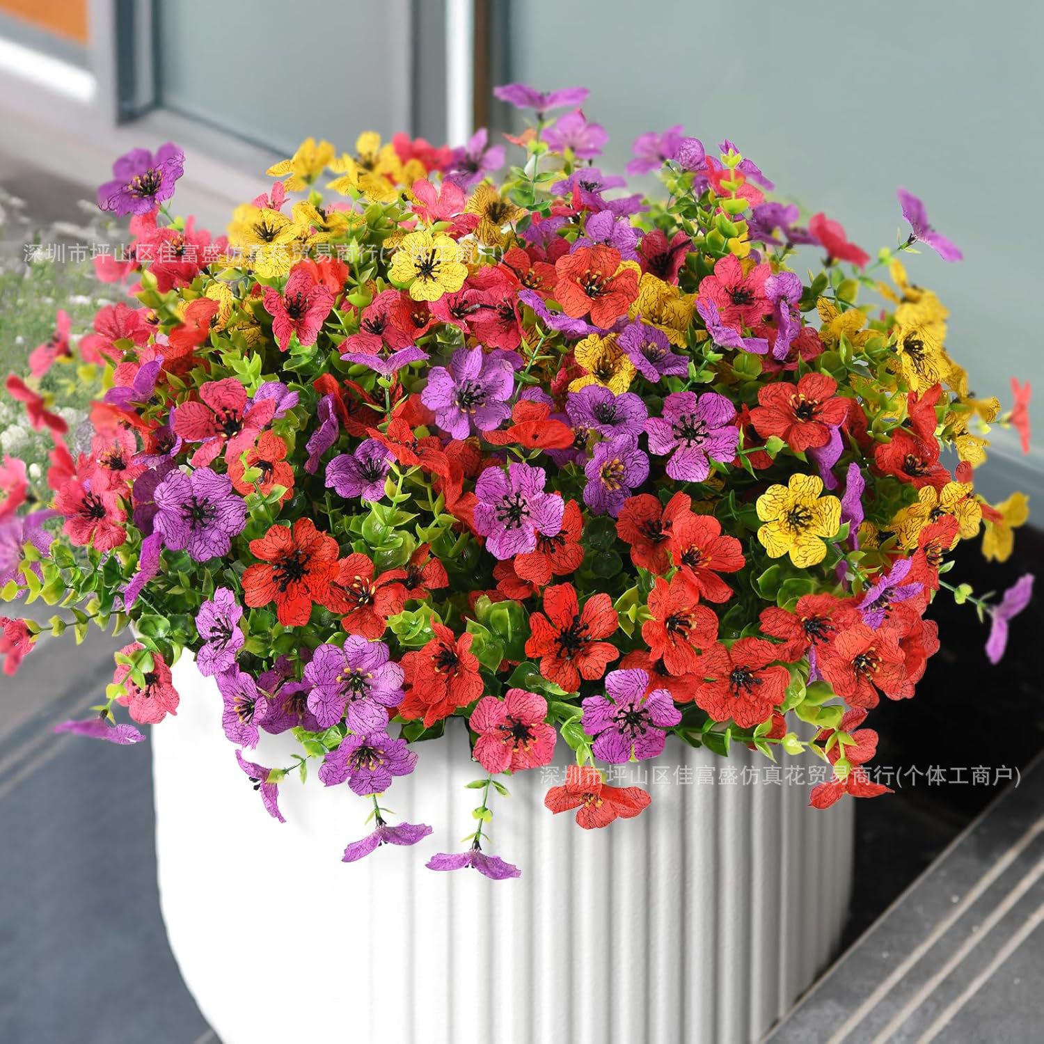 Cross-Border Amazon 7-Prong Eucalyptus Violet Artificial Artificial Flower Home Outdoor Courtyard Decoration Bouquet