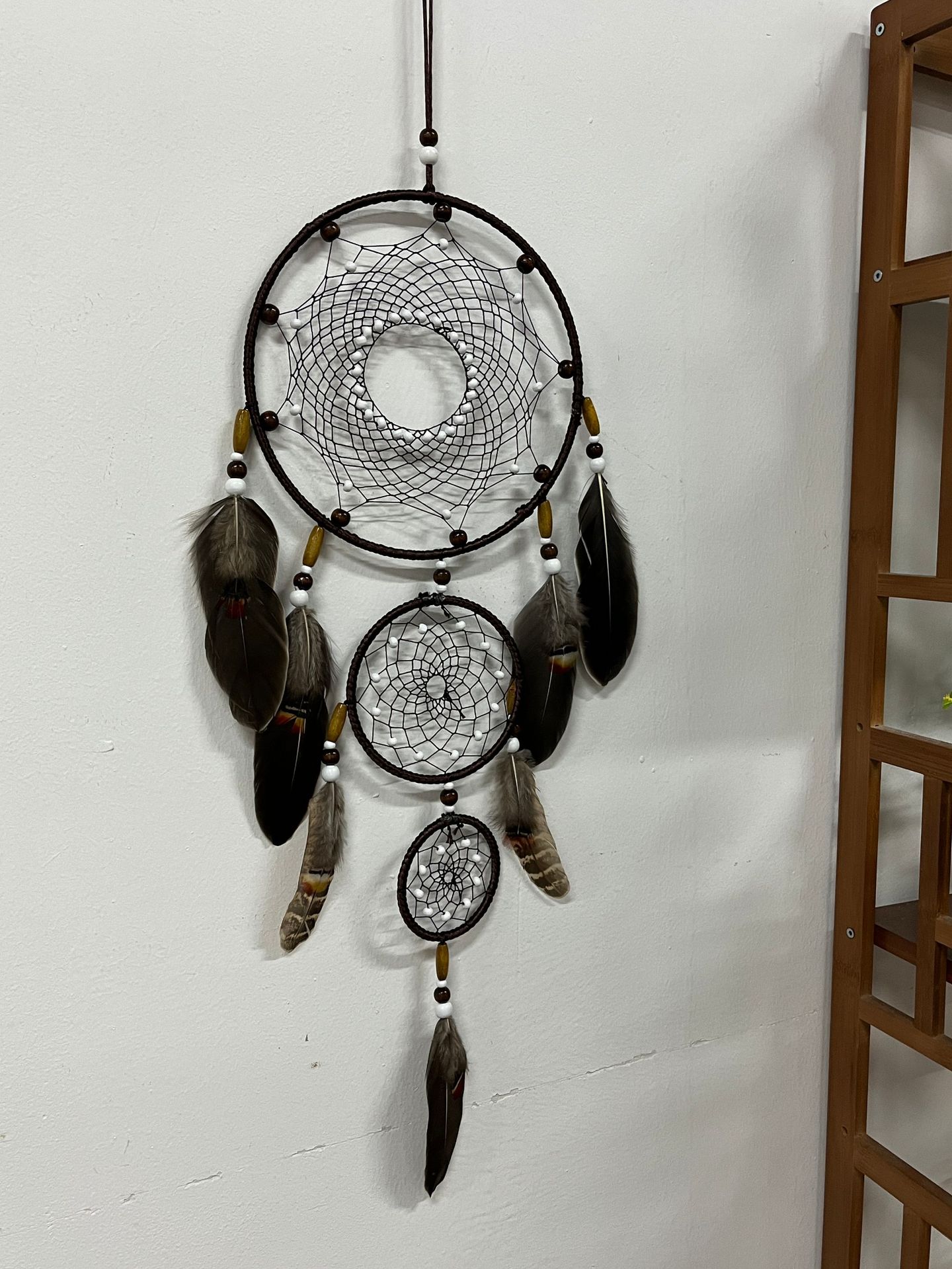 coffee color three ring large dream catcher home decoration ornaments wall hanging feather dream catcher ornaments_voghion.com