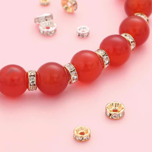 6mm/8mm drill ring accessories handmade diy jewelry diamond spacer beads gold silver spacer wheel bead spacer beads