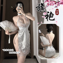 新款复古透视旗袍蕾丝火辣激情床上性感战袍情趣内衣制服女式套装