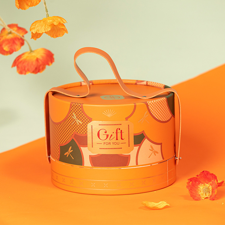 喜礼伴手礼活力橙圆筒盒小热门网红喜糖盒结婚礼宝宝宴伴郎伴娘礼