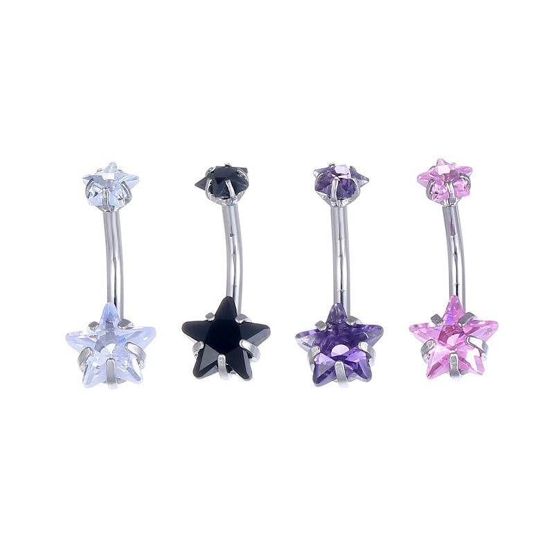 Navel (belly button) Piercing Jewelry, Copper with Vacuum Plating, star charm, 2.3 g