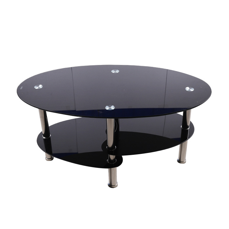 Mesa de té de doble capa lujosa y alta sensación moderna y minimalista de vidrio templado mesa de café de vidrio