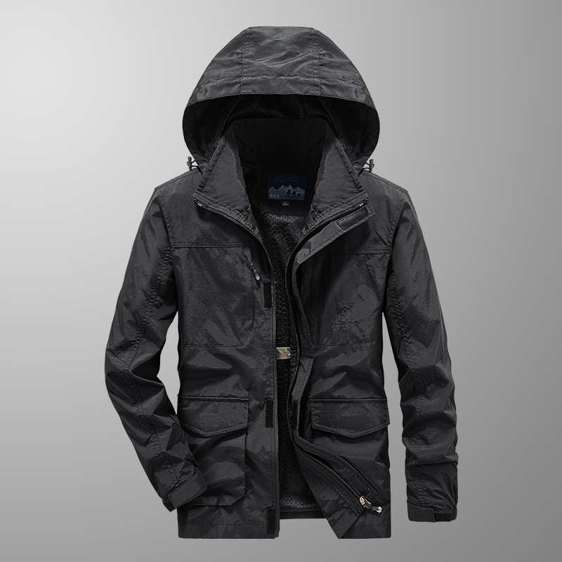 Chaqueta al aire libre transfronteriza para hombres primavera y otoño secado rápido a prueba de viento tamaño grande suelto delgado comercio exterior carga chaqueta de trabajo casual para hombres