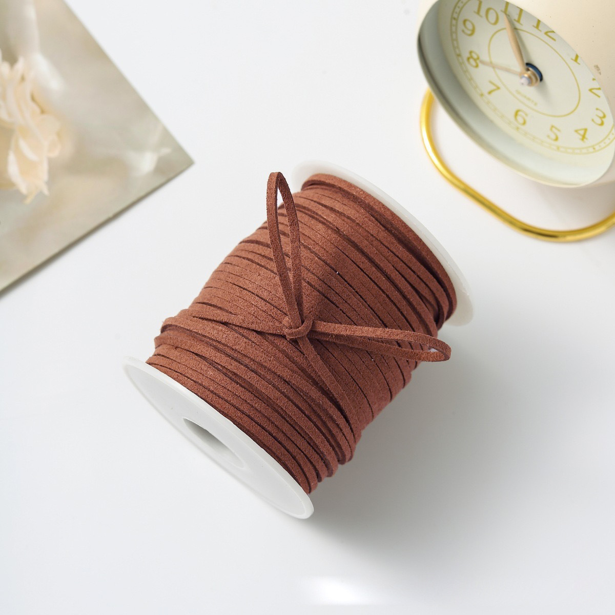 Flower Shadow lana de estilo coreano con cuerda de cuero cuerda de terciopelo de doble cara con cuerda de piel de deerskin DIY material de embalaje de flores tejidas a mano