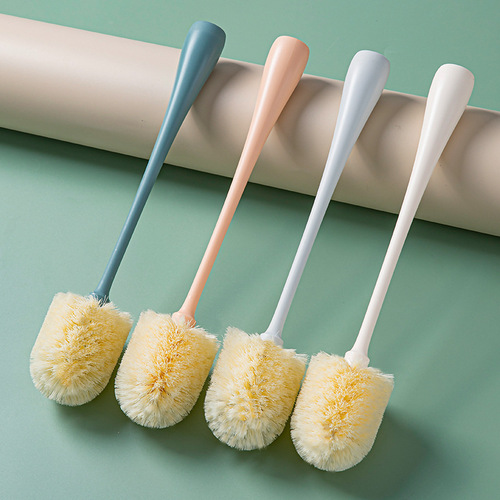 Household long cup brush that is not easy to damage cups. Wall-breaking machine nylon plastic long-handled cup brush. Replaceable thermos cup cleaning brush.