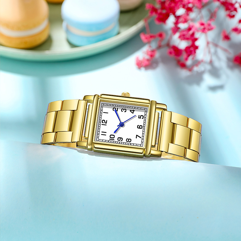 rectangular 2021 New dial steel band square head women's quartz watch_voghion.com