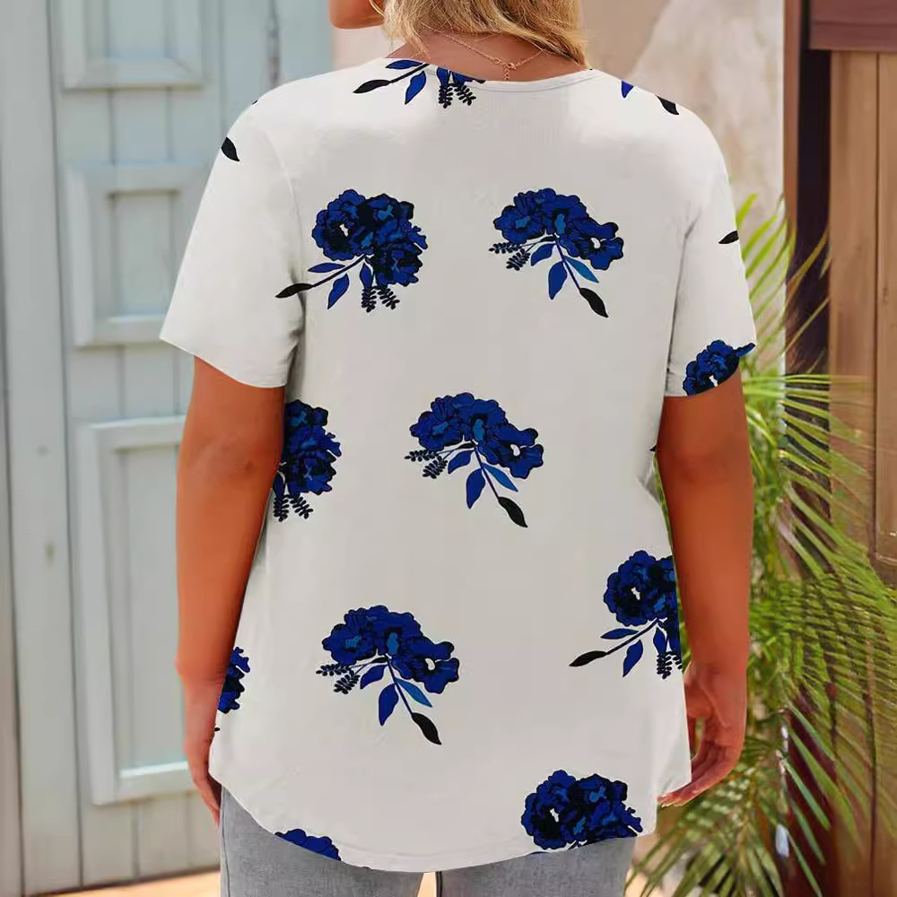 Europa y Estados Unidos transfronterizos nueva ropa de mujer 2025 Amazon estación independiente de verano cuello redondo camiseta de manga corta camiseta casual mujer