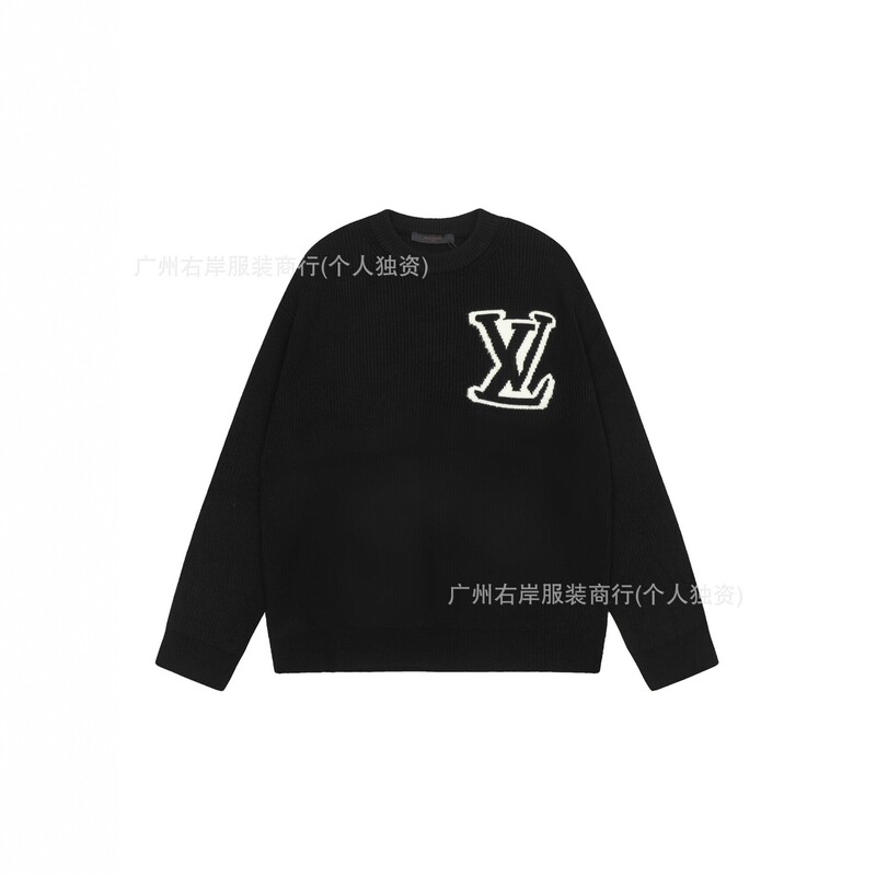 LV letter-patterned round-neck sweater, women's loose-fitting, casual knit sweater, autumn/winter outerwear, trendy brand, same style top