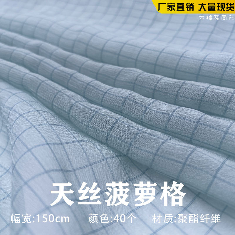 欧根纱绉布料菠萝格子天丝汉服大袖衫襦裙面料表演服连衣裙公主裙