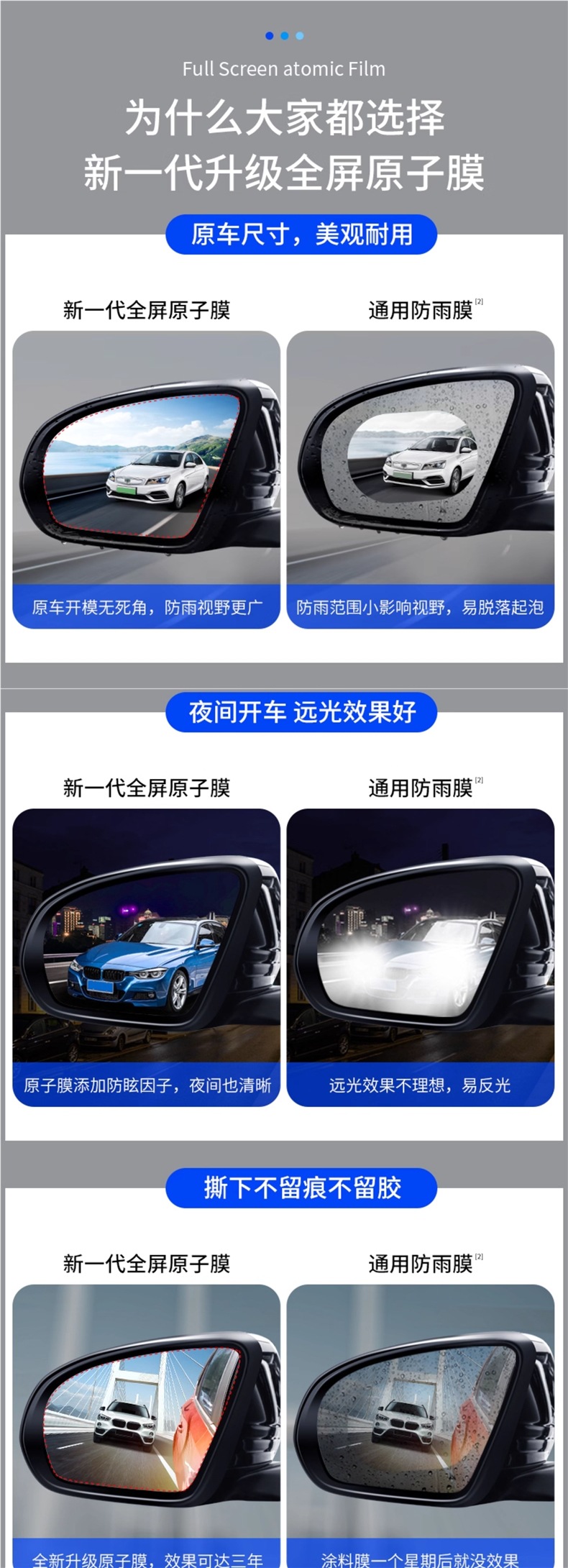 Rearview Mirror Rainproof Film, Reversing Mirror Reflective Car Artifact, Waterproof and Rainproof Glass, Anti-Fog and Rainy Day