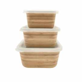 厂家热销木纹竹纤维方形餐盒保鲜盒 带盖创意便携学生便当盒饭盒