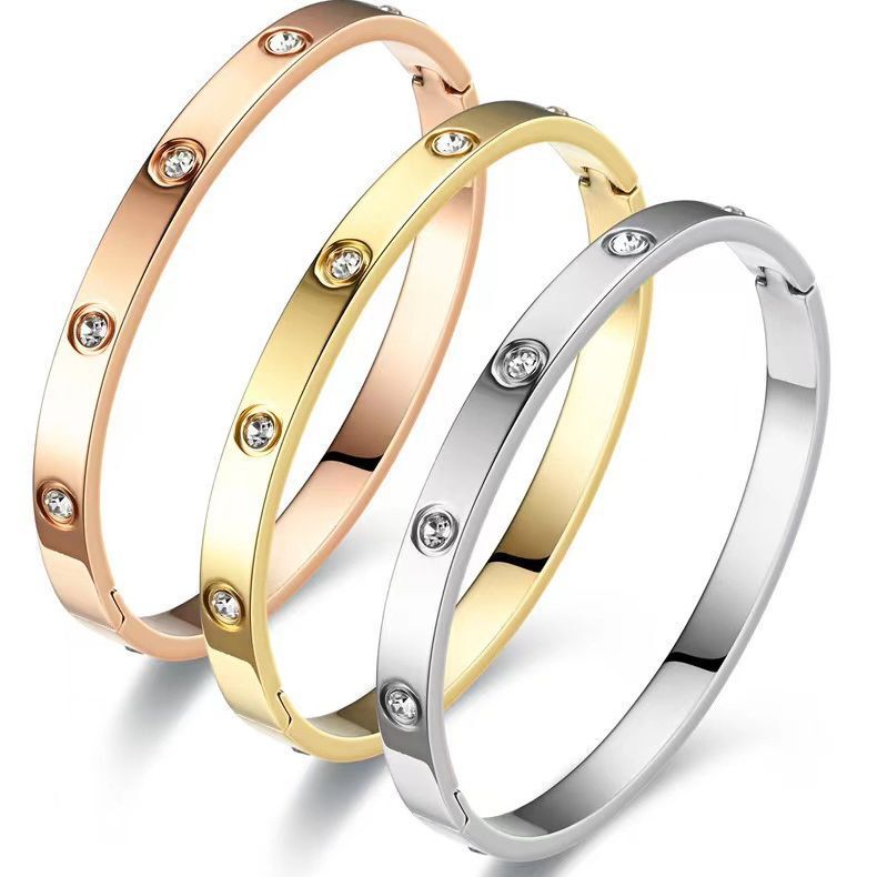Spot Full Diamond Titanium Steel Bracelet Accessible Luxury High-End Titanium Steel Plated 18K Niche Non-Fading Couple Stainless Steel Bracelet