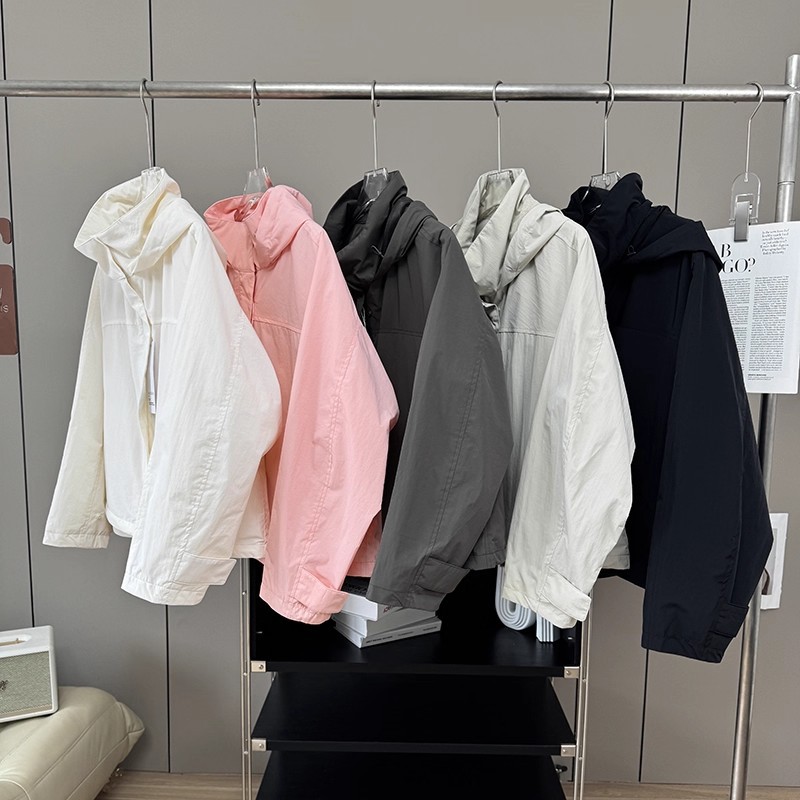 Autumn New Women's Tops, Loose Jackets, Casual Windproof Stand-Up Collar Versatile Jackets, Outdoor Windbreakers, Hooded Jackets