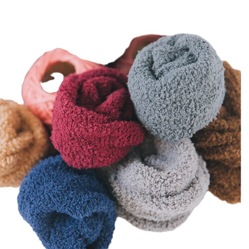 Autumn/Winter New Half-Fleece Coral Fleece Thick Warm Mid-Calf Men's Socks Solid Color Floor Socks Towel Socks Wholesale