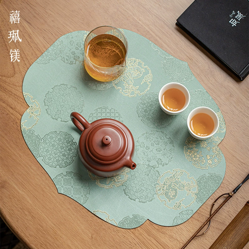 Юбилейный магниевый парчовый нефритовый кролик чайный коврик новый китайский стиль дзен водонепроницаемый сухой коврик чайный стол утеплитель дзен портативный розовый
