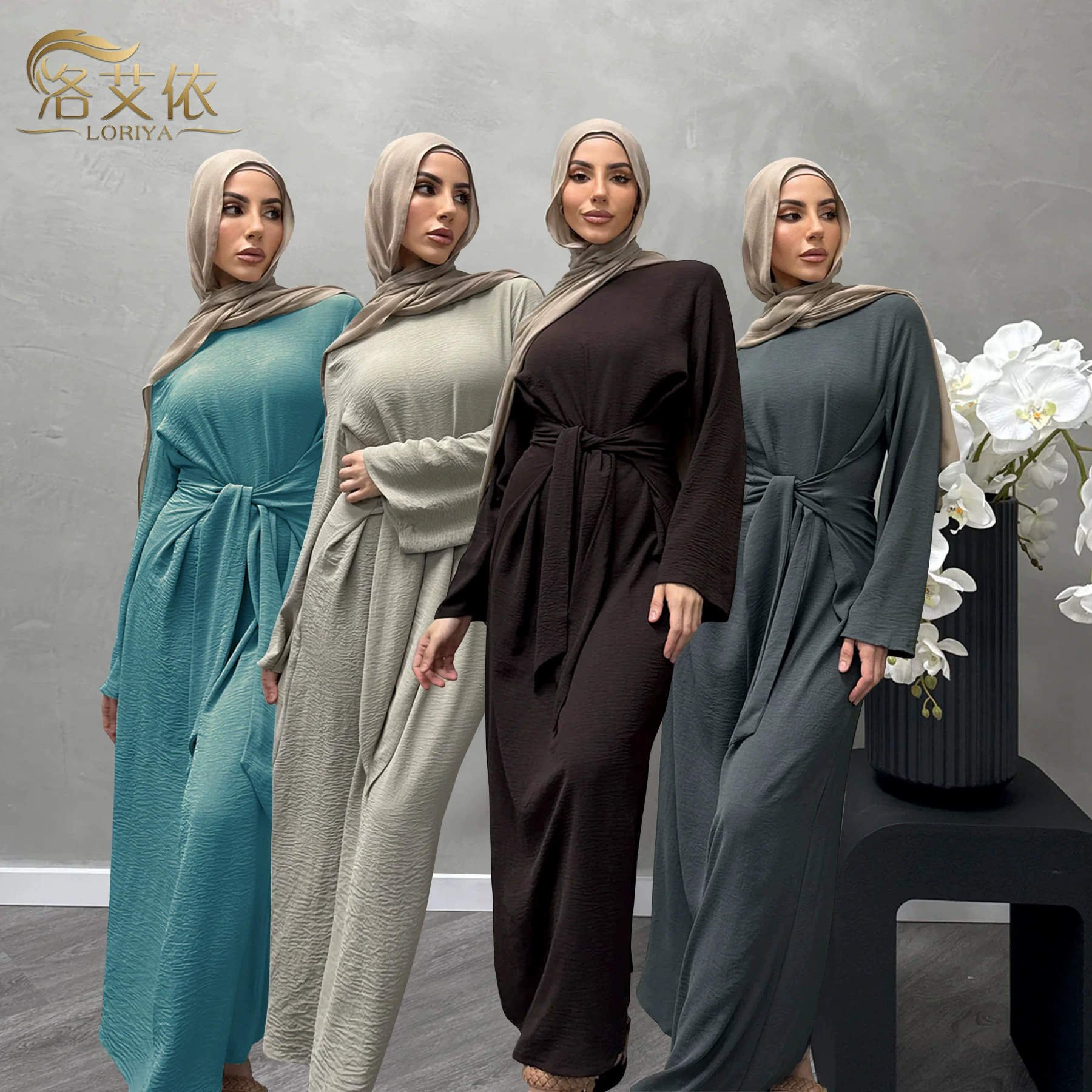 Loriya2024 AliExpress Дубай Ближний Восток Турция Дубай Шнуровка элегантное платье abayaLR822