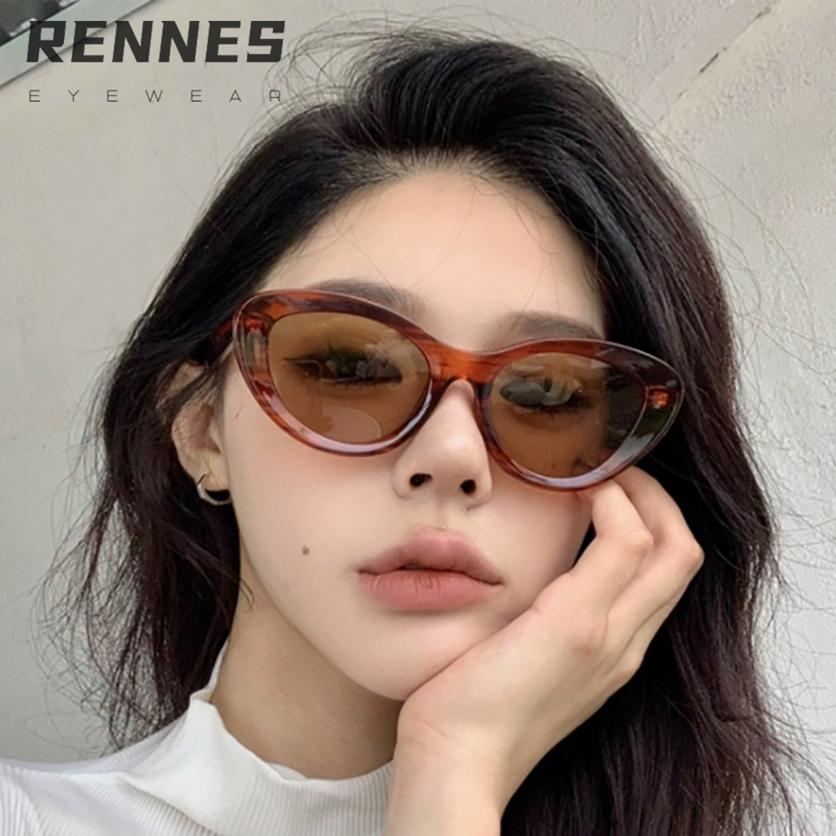 2025 retro ojo de gato color carey gafas de sol de moda mujer europea y americana simple y de alta gama celebridades de Internet con gafas de sol