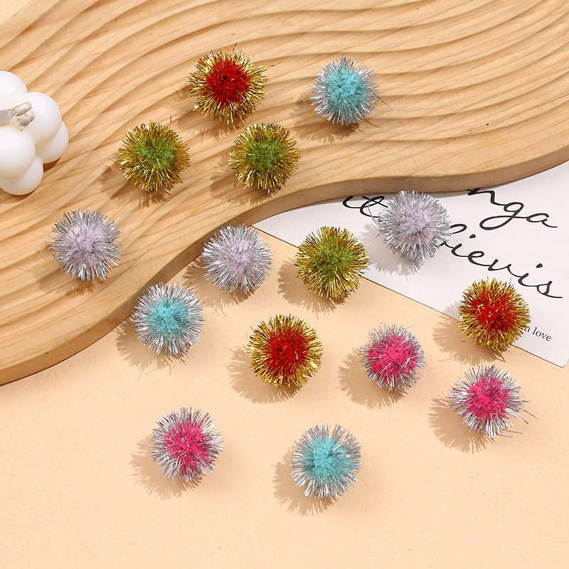 In-Stock Mixed Glitter Pom-Pom Accessories, Glitter Pom-Pom Decorations, Children's Toy Accessories, Glitter Pom-Pom Materials