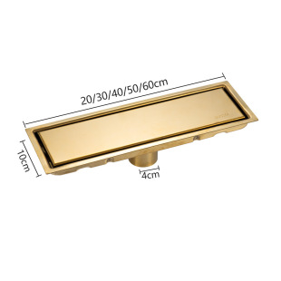 304 Stainless Steel Invisible Rectangular Floor Drain Gold Hidden Extended Floor Drain Bathroom Balcony Hotel Deodorant