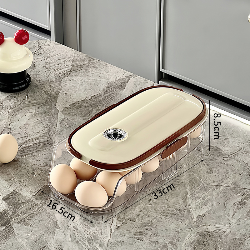Caja de almacenamiento de huevos rodante para cocina, apertura inclinada creativa de varias capas, soporte automático especial para huevos en la puerta lateral del refrigerador, caja de conservación.