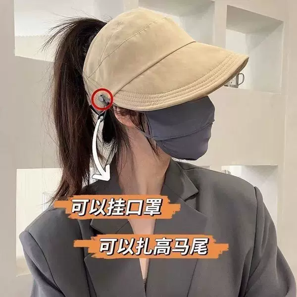 Summer Trendy Sun Protection Hat with Large Head Circumference, Breathable, Quick-Drying, Foldable, Open-Top Sun Hat with Wide Brim