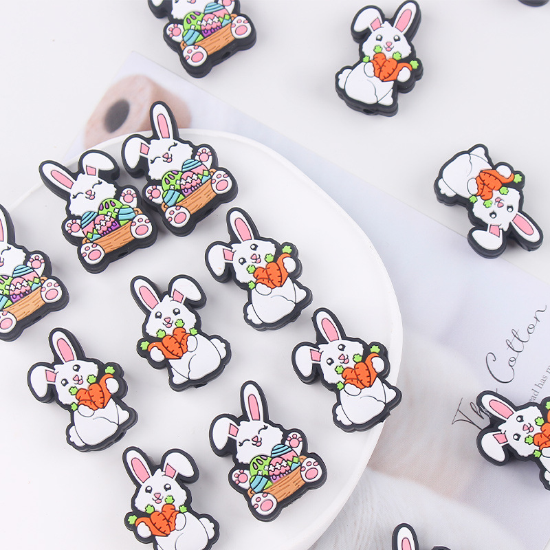 Nuevo creativo conejo de Pascua de silicona molar juguetes pulsera de goma tetina collar accesorios joyas