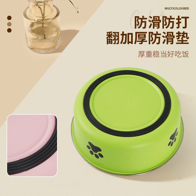 Stainless steel pet bowl food basin double -layer plastic dog pot cat bowl bowl feed grain drinking water pet feed pot wholesale 3