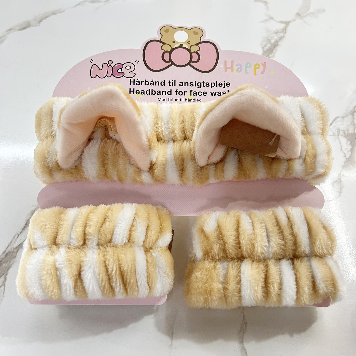 Banda de cabello de moda con tarjeta de papel dulce decoración de animales pequeños de peluche de lavado banda de cabello de dibujos animados correa de muñeca tridimensional