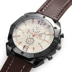 Foreign Trade Simple Casual Men's Watch Creative Personality Leather Strap Quartz Watch Men's Korean Style Fashion Large Dial Wristwatch