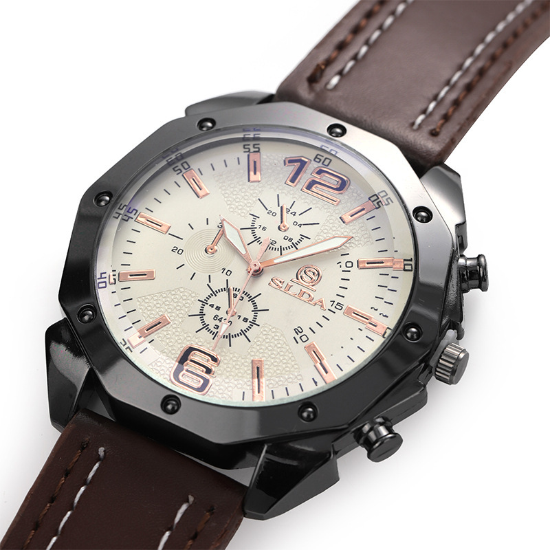 Foreign Trade Simple Casual Men's Watch Creative Distinctive Belt Quartz Watch Men's Korean Style Fashion Large Dial Watch