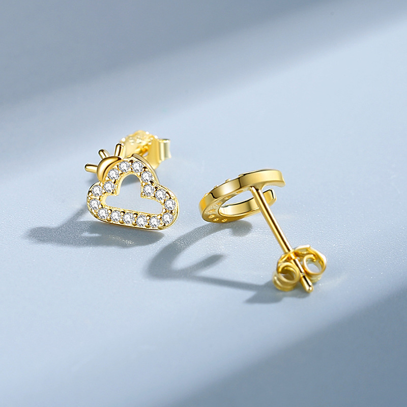 Creativo Sol Luna plata esterlina s925 pendientes para las niñas estilo coreano ins lindo Crescent diamante Pendientes