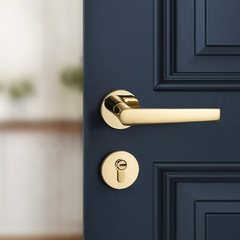 Modern Minimalist Indoor Door Silent Lock for Home Use Bedroom Solid Wood Door Handle Gold Brass Lock Set