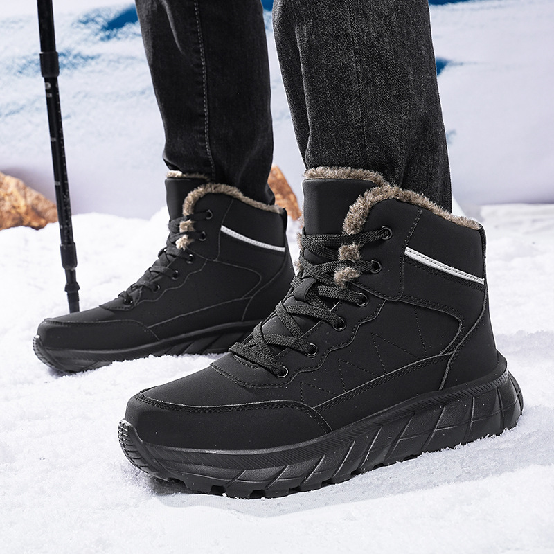 Botas de nieve transfronterizas de gran tamaño para hombres con terciopelo grueso antideslizante impermeable invierno calentado para hombres zapatos de algodón al aire libre del noreste