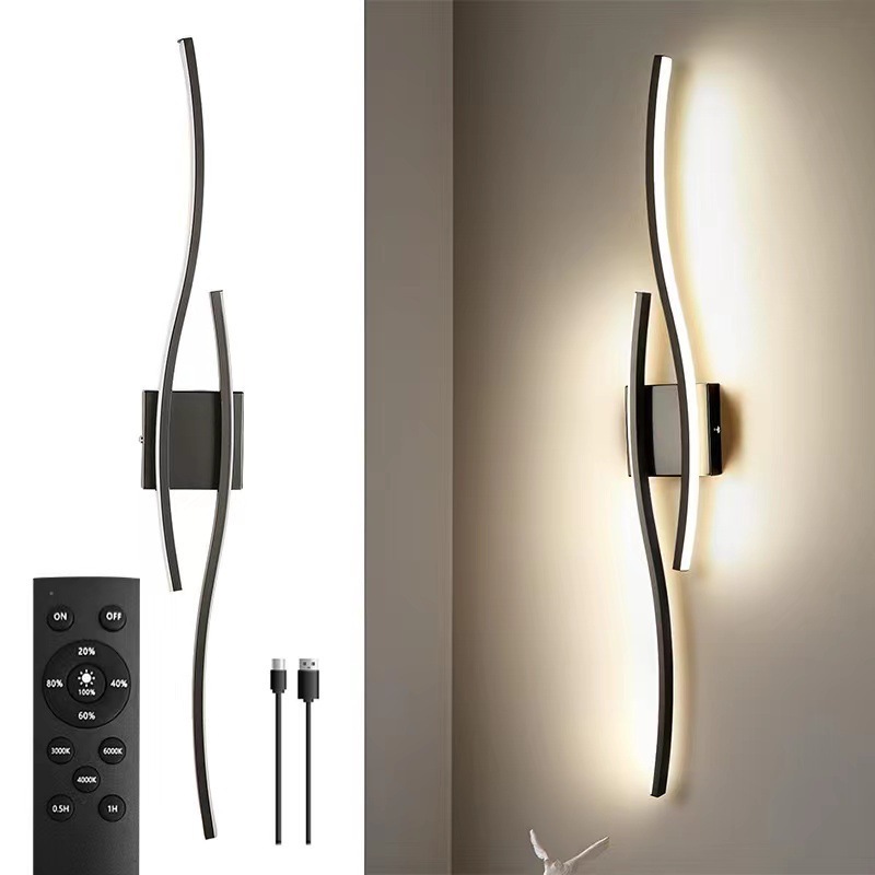 Amazon recargable lámpara de pared de batería de absorción magnética sin cableado dormitorio cabezal de cama luz de noche sala de estar luz de atmósfera