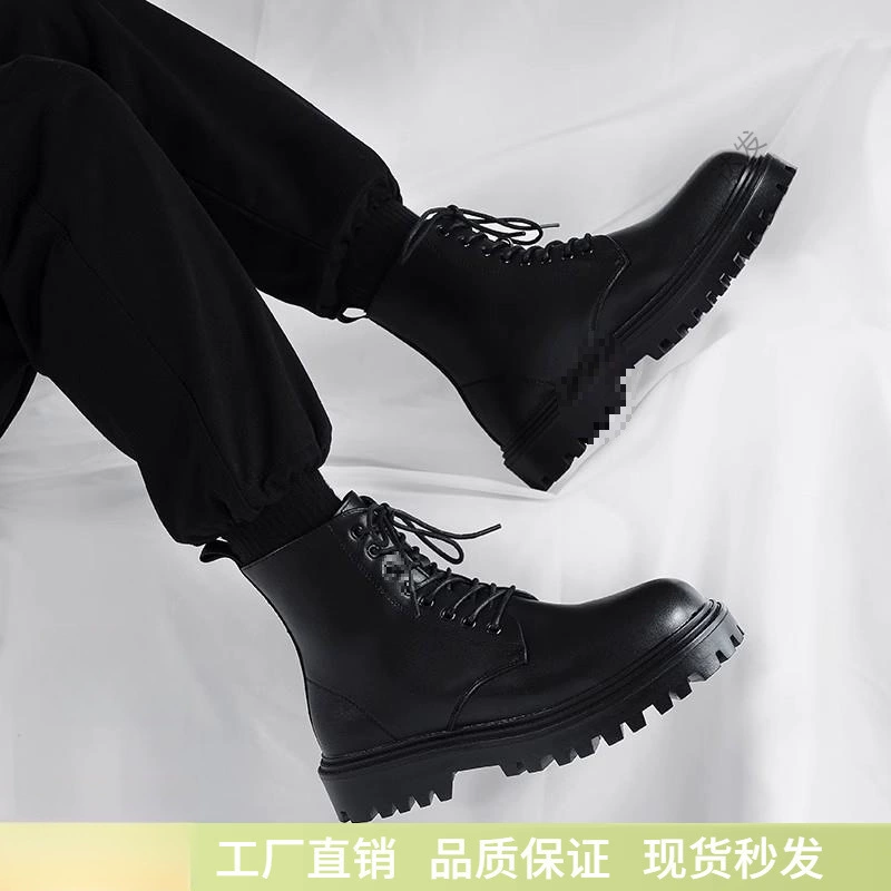Мартенсы, высокие челси в английском стиле для кожаной обуви, черные low boots, британский стиль