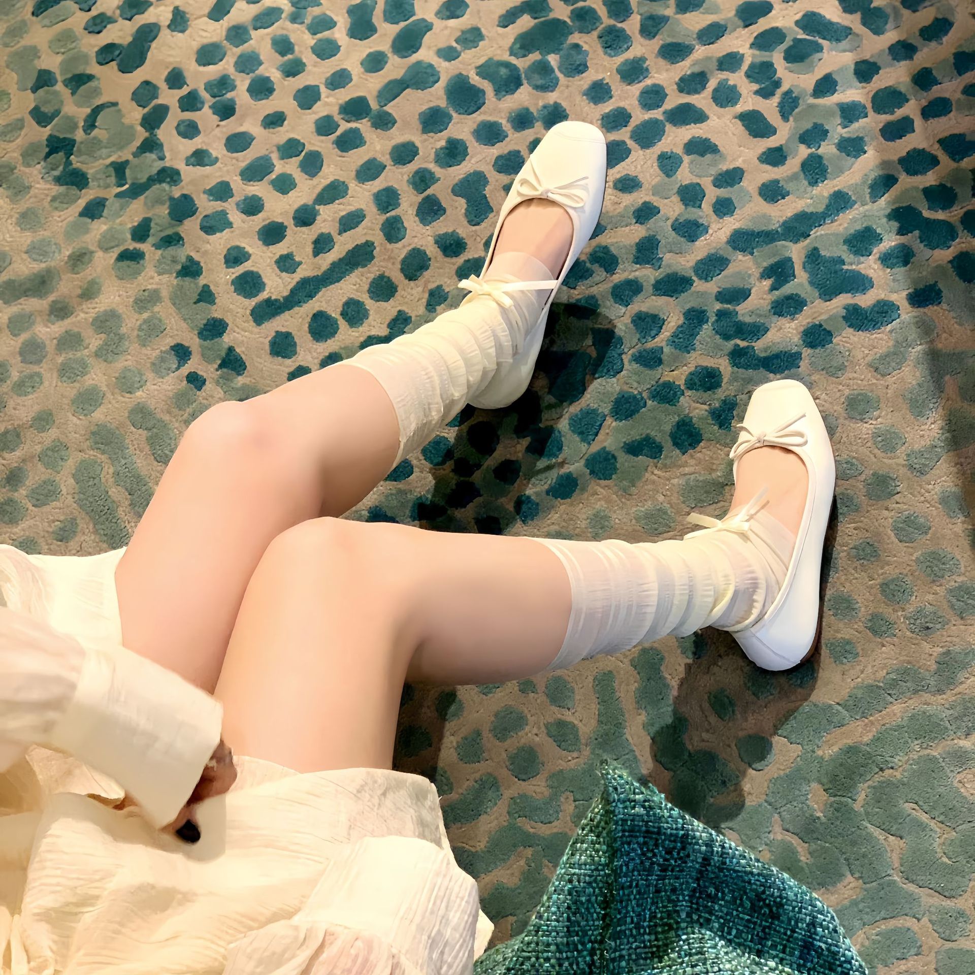 Versión de piel de oveja ~ cuero superficial arco mostrando pies pequeños zapatos de ballet de suela plana de cuero zapatos de marioneta de mujer