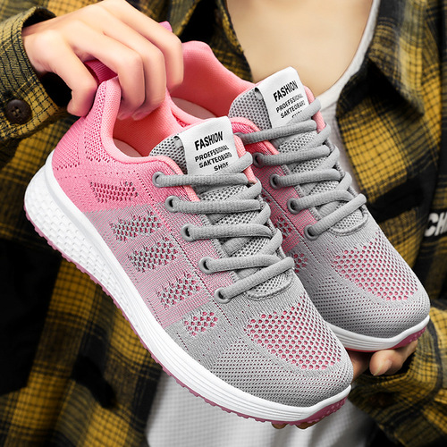 Women's Running Shoes 2025 Summer New Arrival Temu Cross-border Wholesale Single Shoes Casual Breathable Comfortable Flyknit Sports Shoes