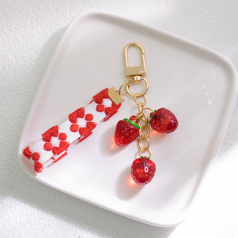 Cute Sweet  Strawberry Arylic Bag Pendant Keychain display picture 9