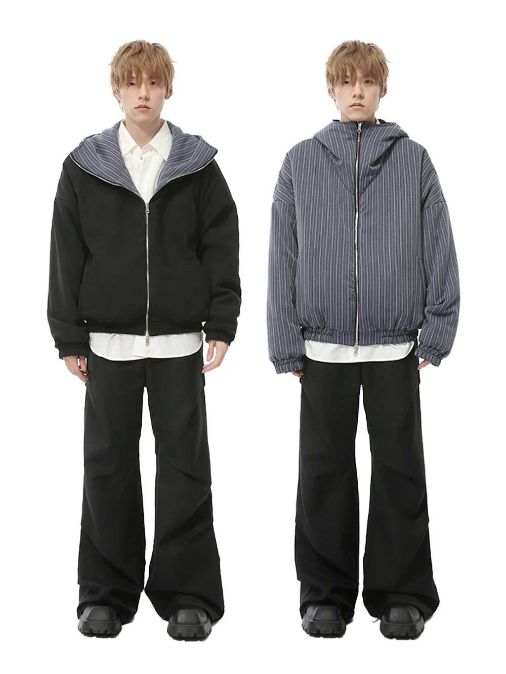 MTLCLOTHES Hombres| Nuevos productos de otoño nicho doble cara con capuchón personalizado corto de algodón grueso chaqueta de moda