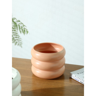 Ceramic Flower Pot Household Donut Potted White Light Luxury Creative Cream Style Phalaenopsis