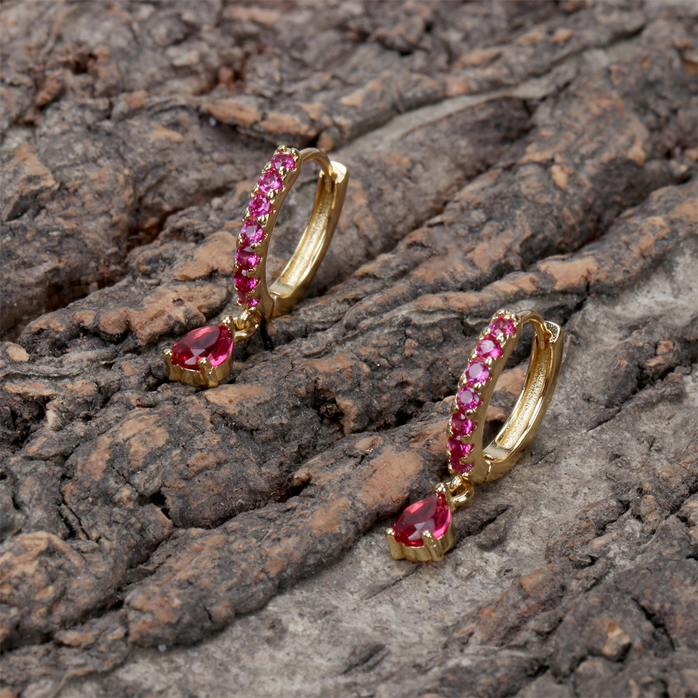 Wedding, Travel, Birthday, Festival Occasion Fashion Water Droplets Inlaid Zircon Copper Artificial Gemstones Copper Earrings