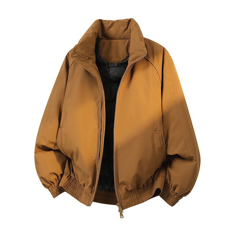American Style Stand Collar Bomber Jacket Men's Autumn and Winter Thickened Warm Loose down Cotton-Padded Jacket