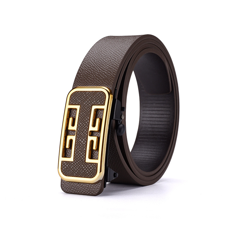 Fabricante de cinturón casual para hombres, venta directa de letras sin dientes, ropa interior automática, patrón de palma de moda, negocios simples