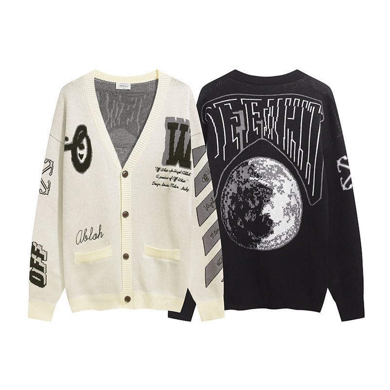 Correct Version of Off Ow Autumn and Winter New Arrow Logo Knitwear Cardigan Knitwear for Men and Women Drop Shipping Correct Version of Off Ow Autumn and Winter New Arrow Logo Knitwear Cardigan Knitwear for Men and Women Drop Shipping