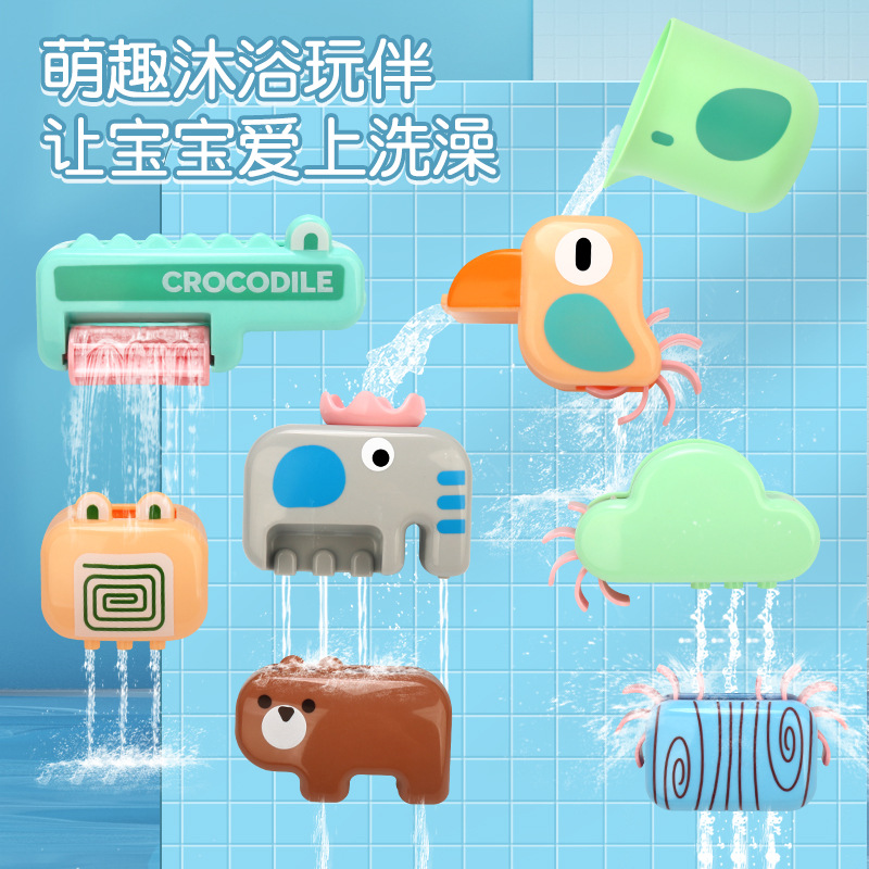 Nuevos productos para niños bañados juguetes de agua de 8 piezas juegos de ducha rociadores de agua bebé baño de agua niños y niñas al por mayor