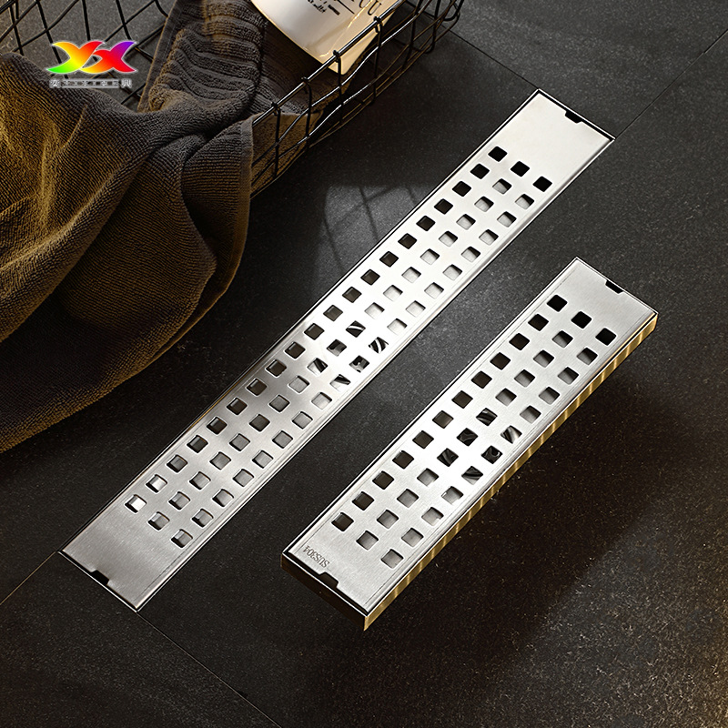 Desagüe de piso rectangular de acero inoxidable 304 Desagüe de piso largo cuadrado Desagüe de piso largo desodorante de gran desplazamiento Desagüe de piso largo