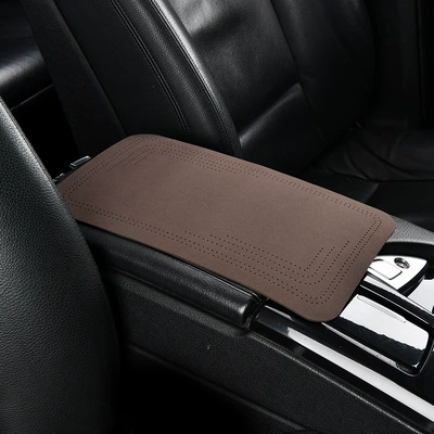 Factory Direct Delivery Car Suede Leather Armrest Box Mat Car Central Armrest Box Cover Plush Four-Season Universal Elbow Rest Pad (Armrest box pad) - suede-armrest-cushion-brown